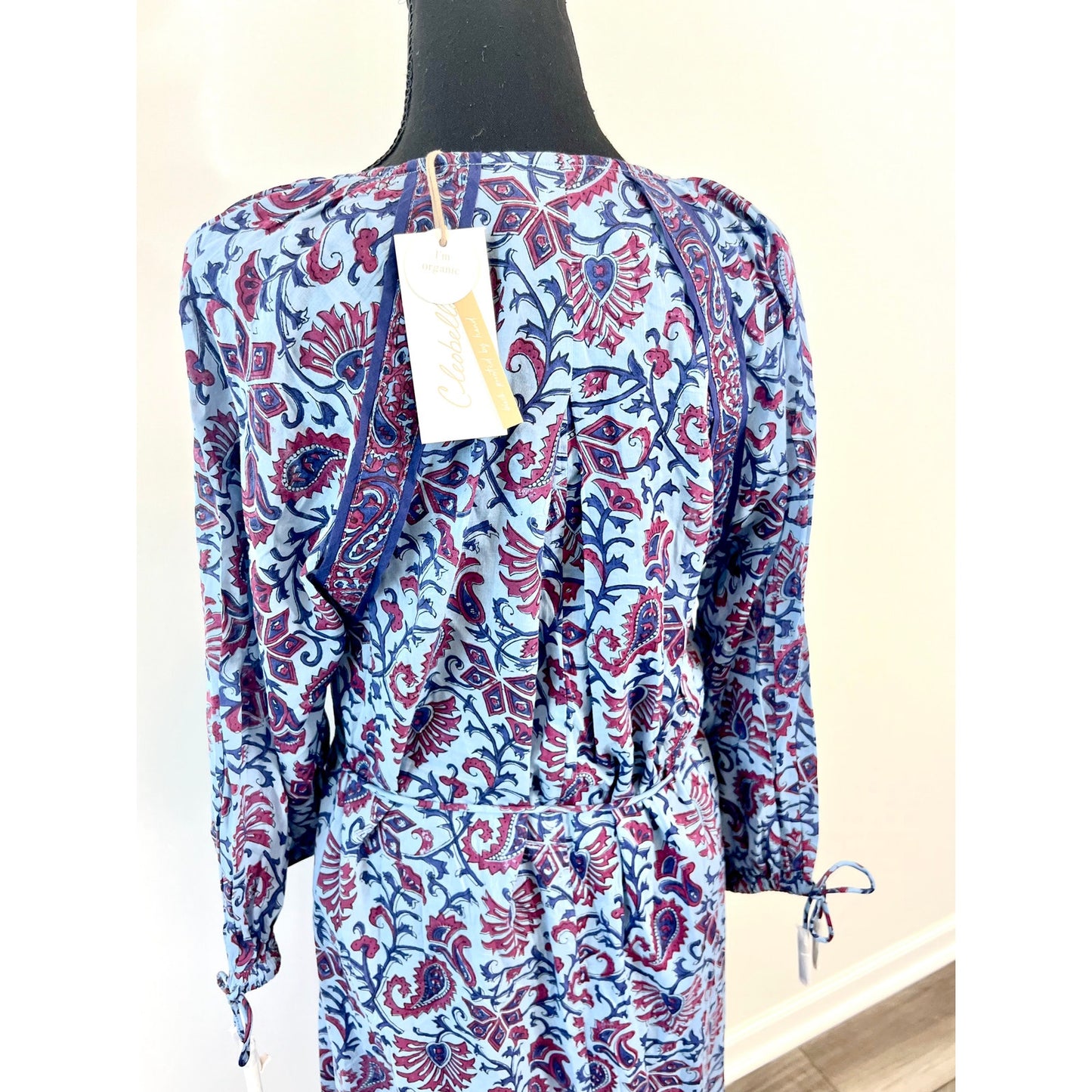 Cleobella Faith Caftan Midi Dress in Delhi Block Print Large Paisley Cotton