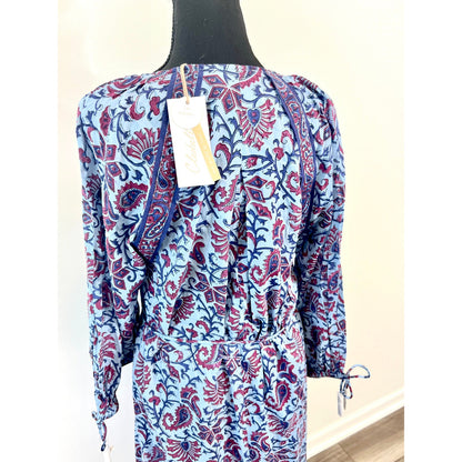 Cleobella Faith Caftan Midi Dress in Delhi Block Print Large Paisley Cotton