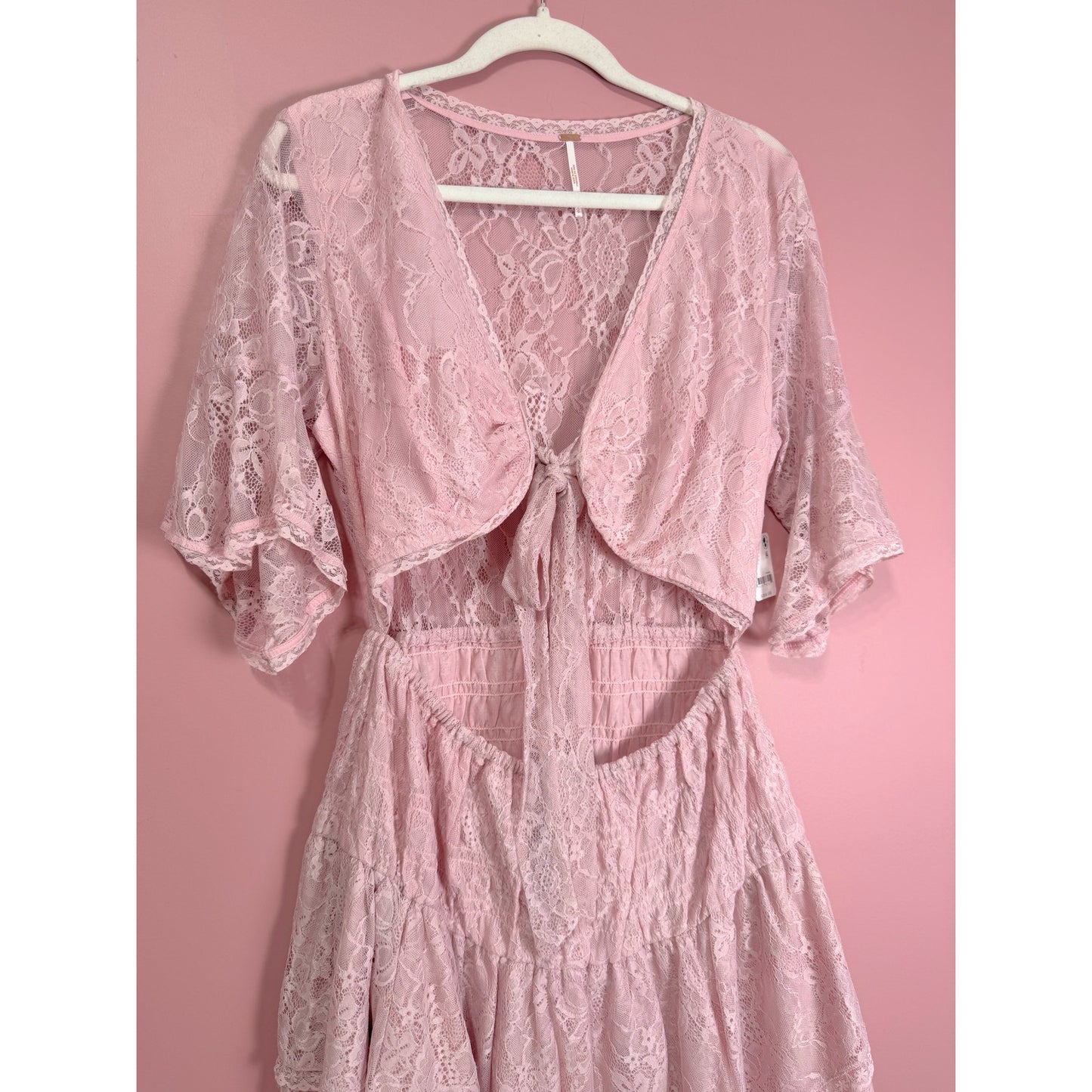 Free People LaLa Lace Mini Dress Blush Pink XS