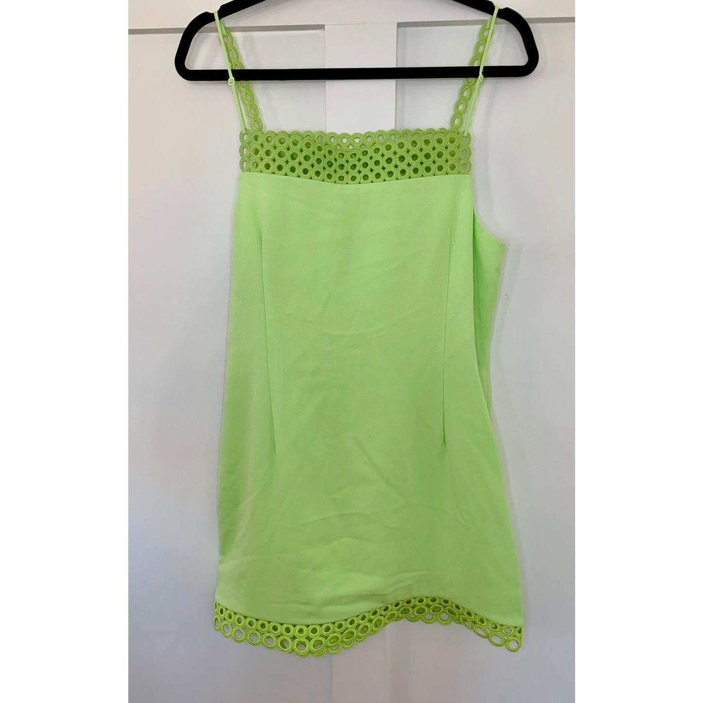 Jonathan Simkhai Marlie Crochet Ring Mini Dress in Lime Size 10 Sleeveless Lined