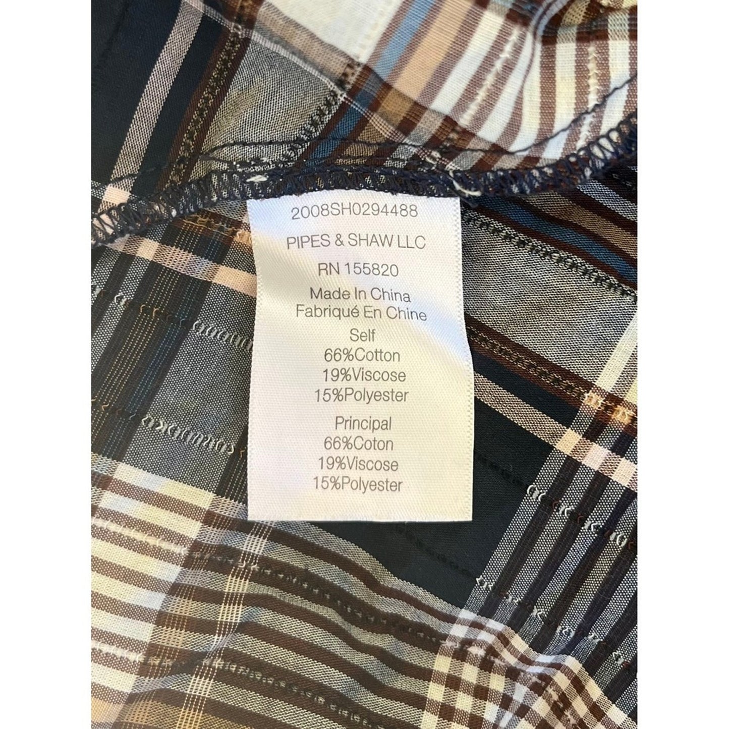 Veronica Beard Plaid Puff Sleeve Button Back Mock Neck Blouse Size 12