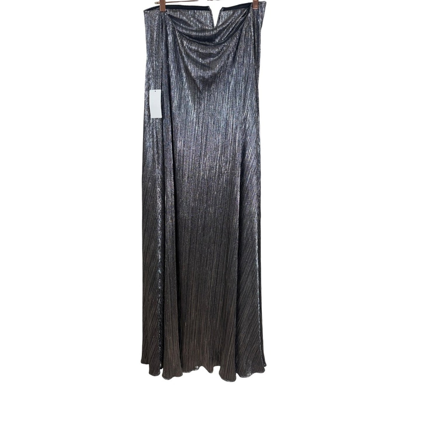 Show Me Your Mumu  Metallic Pleated Strapless Maxi Dress Large V-Notch Gown