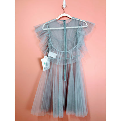 RED Valentino Tulle Ruffle Overlay Mini Dress in Blue Size 40/Small