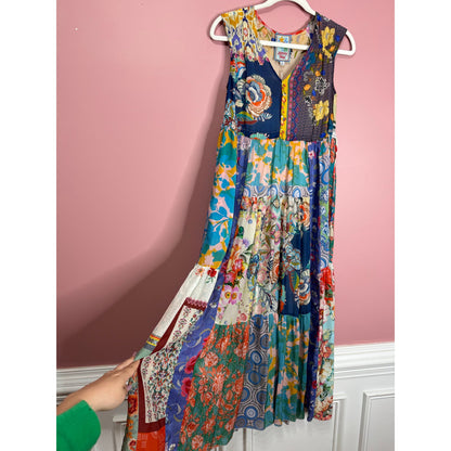 Johnny Was Cherika Natania Patchwork Dress in Multi Size XXS Floral Sleeveless