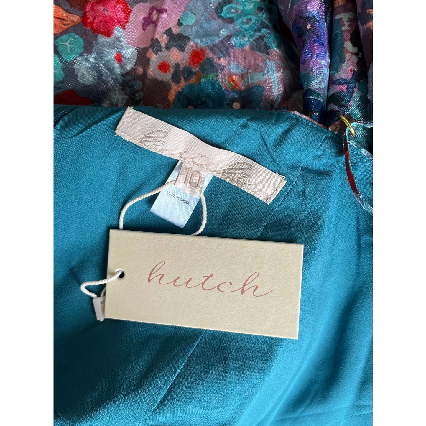 NEW NWT Hutch Anthropologie Royce Floral High Low Dress Teal Size 10