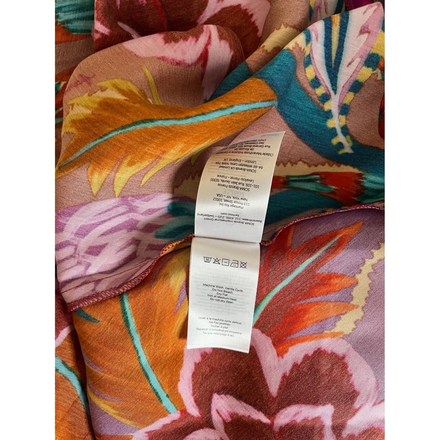 Farm Rio Maxi Dress Tropical Floral Print Spaghetti Strap Silk Blend XS