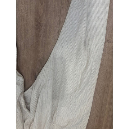 Jaded Gypsy Striped Linen Harem Pants Cream Grey Drop Crotch Boho Tapered Leg L