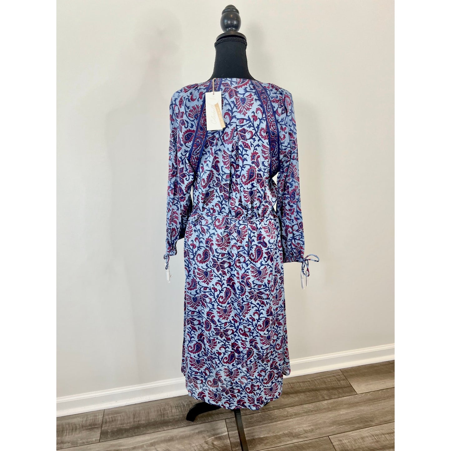 Cleobella Faith Caftan Midi Dress in Delhi Block Print Large Paisley Cotton
