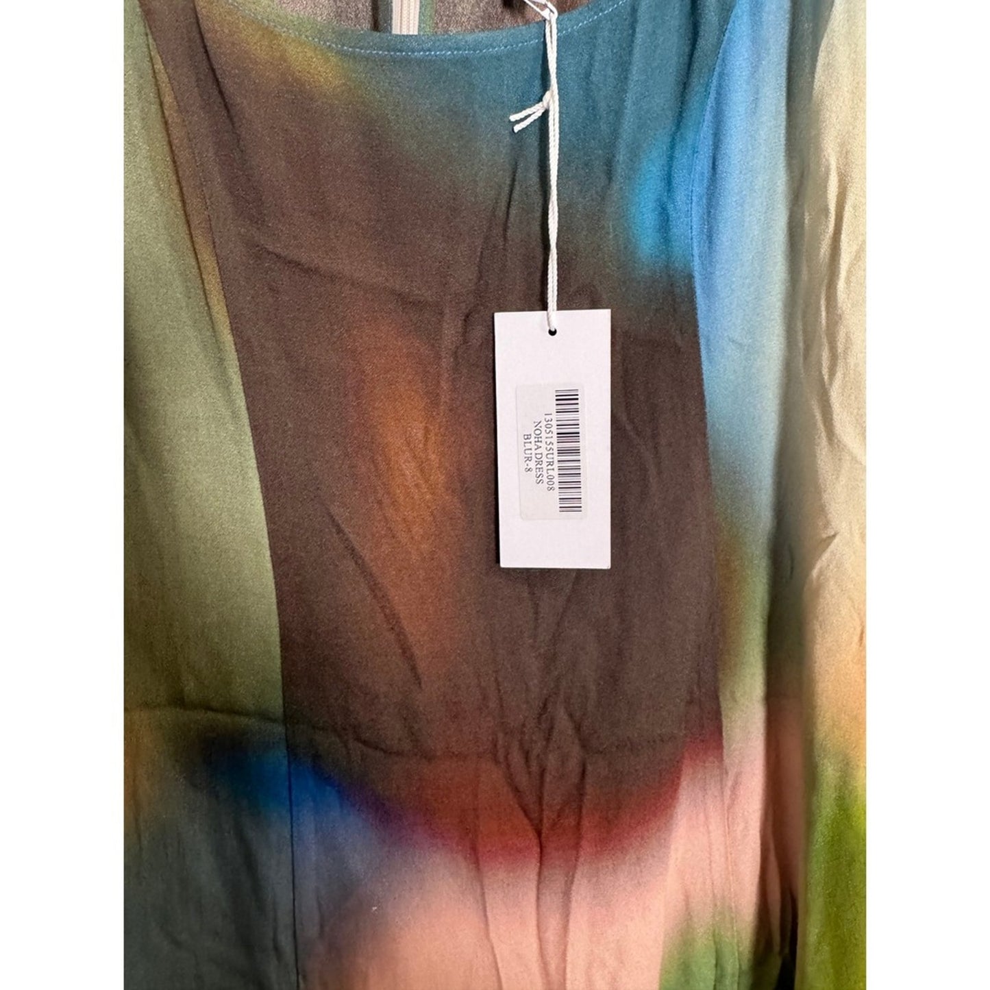 Reformation Noha Mini Dress Blur Abstract Print Square Neck Side Slit Size 8 NEW