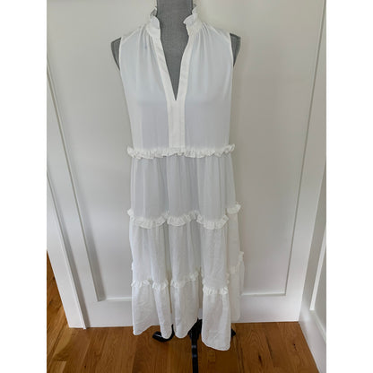 Amanda Uprichard Wilma Midi Tiered Dress in White Medium Pullover Sleeveless