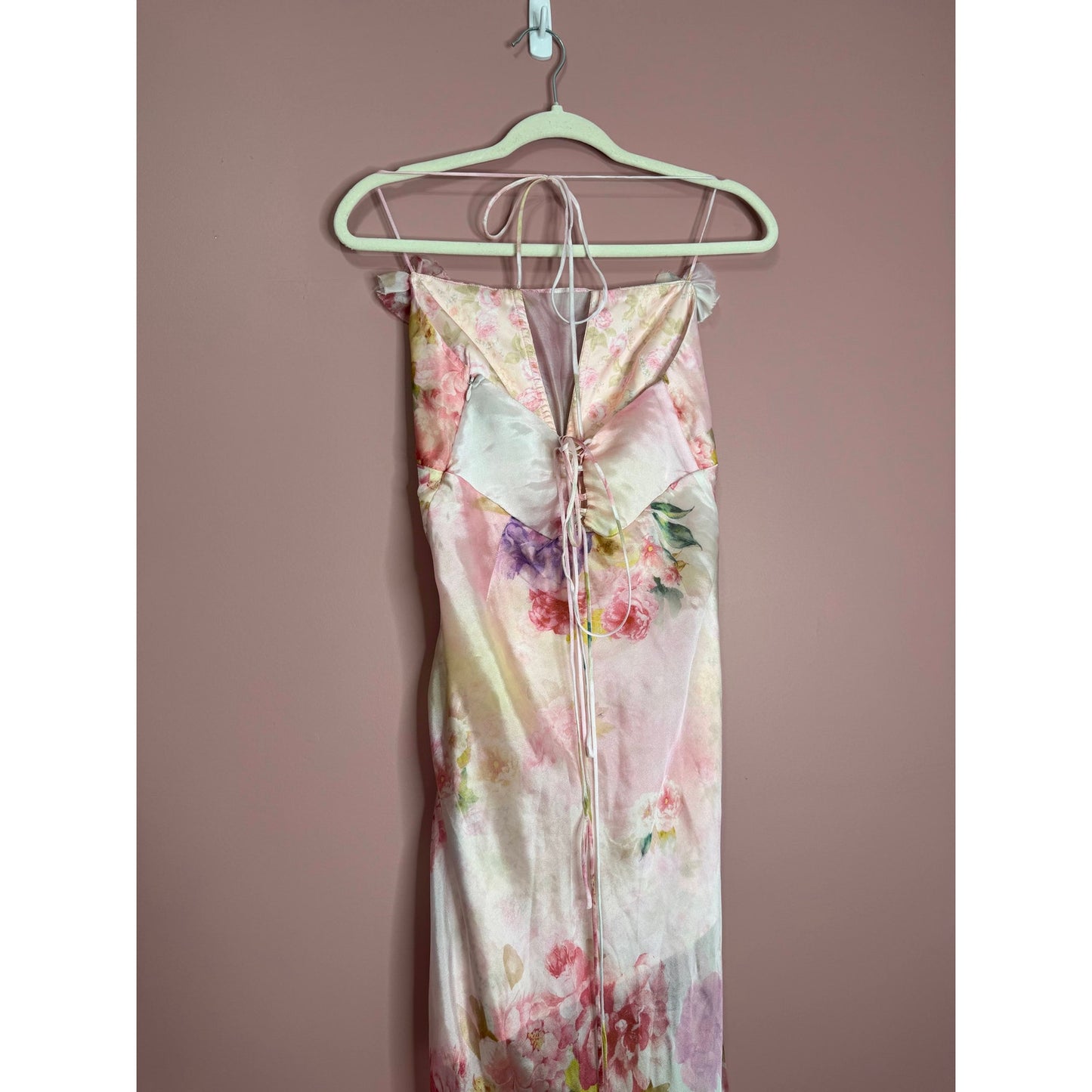 For Love & Lemons Lisa Maxi Dress in Floral Medium Sheer Strappy Lace-Up Back