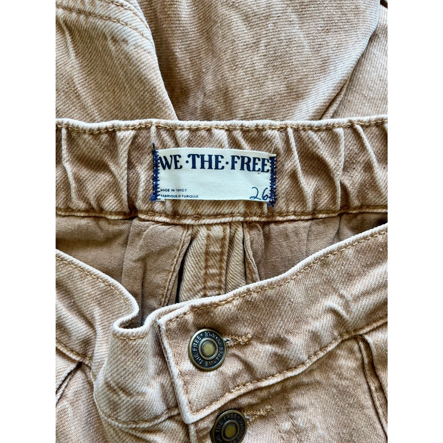 We The Free Free People Marx Slouchy Cargo Jeans Tan Size 26