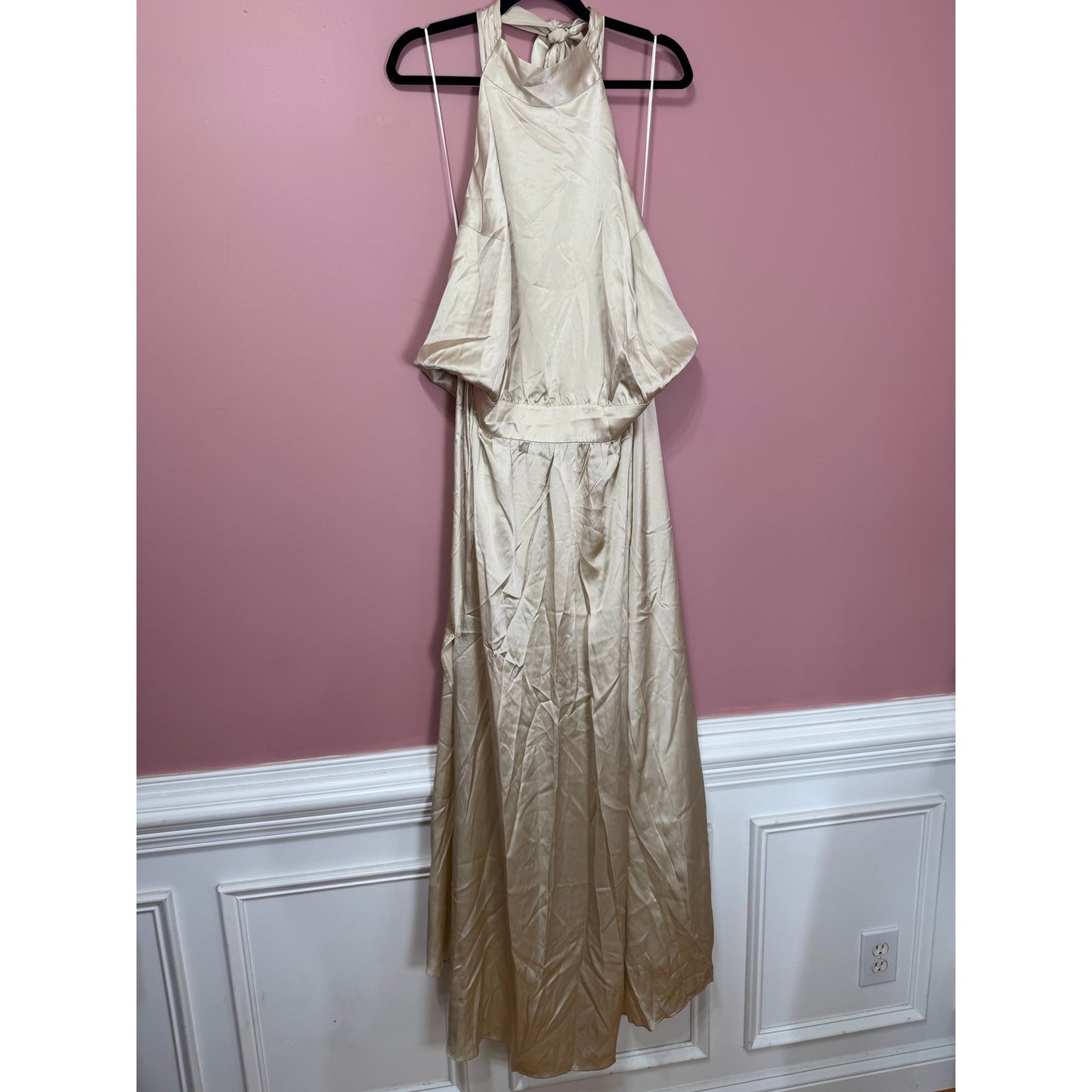 NEW NWT Reformation Alani SIlk High Neck Dress Ivory Size 24