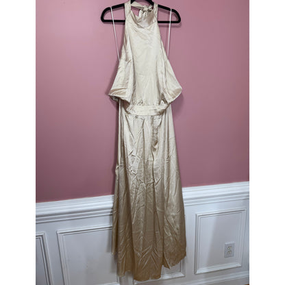 NEW NWT Reformation Alani SIlk High Neck Dress Ivory Size 24