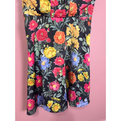 Show Me Your Mumu Juliet Mini Dress Black Floral Print Size Large