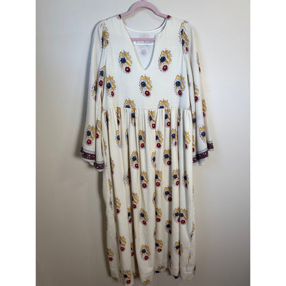 ALIX OF BOHEMIA Cream Floral Print Long Sleeve Maxi Dress Size M