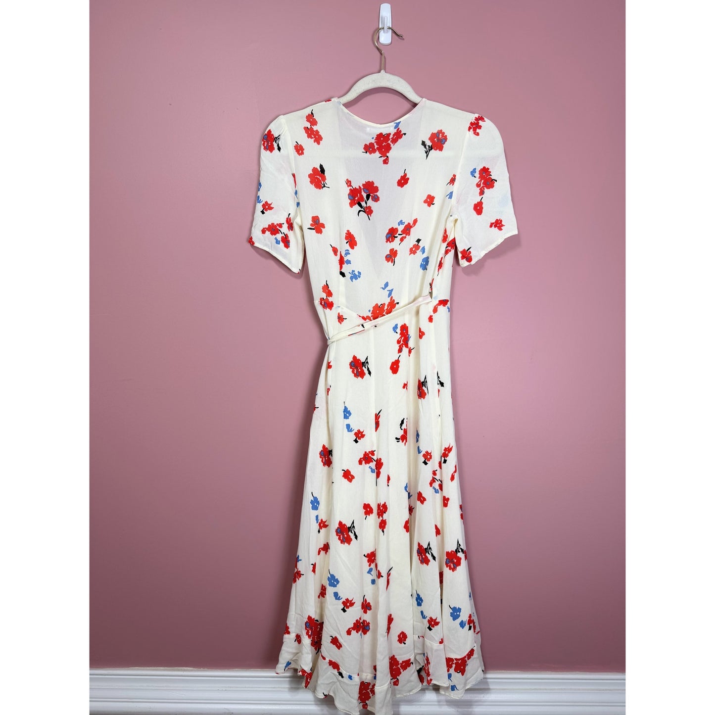 Reformation Napa White Floral Wrap Dress Size XS
