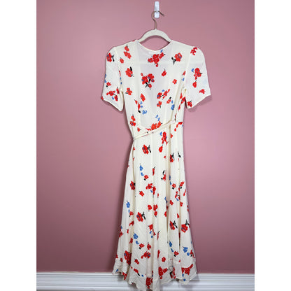 Reformation Napa White Floral Wrap Dress Size XS