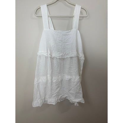 Show Me Your Mumu White Linen Tiered Ruffle Mini Dress Square Neck NEW