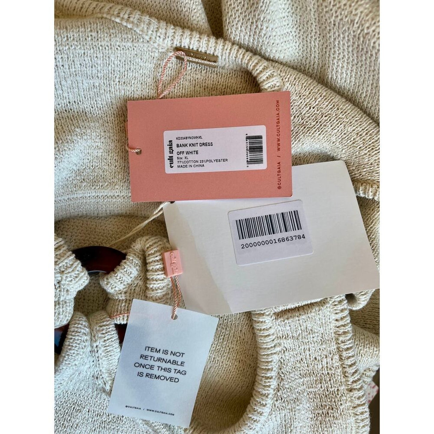 Cult Gaia Bank‎ Knit Dress Off White Size XL
