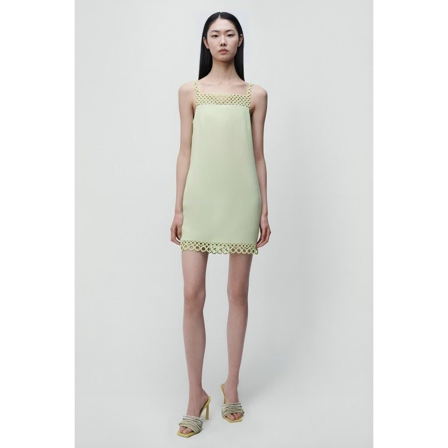 Jonathan Simkhai Marlie Crochet Ring Mini Dress in Lime Size 10 Sleeveless Lined