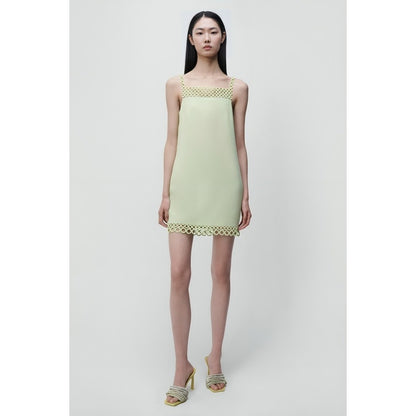 Jonathan Simkhai Marlie Crochet Ring Mini Dress in Lime Size 10 Sleeveless Lined