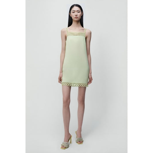 Jonathan Simkhai Marlie Crochet Ring Mini Dress in Lime Size 10 Sleeveless Lined