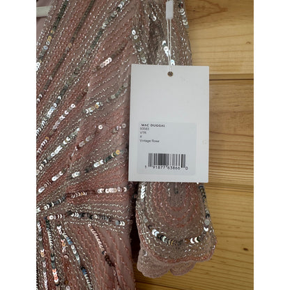 Mac Duggal Pink Sequined V Neck Cape Sleeve Gown Size 4 Style 93583
