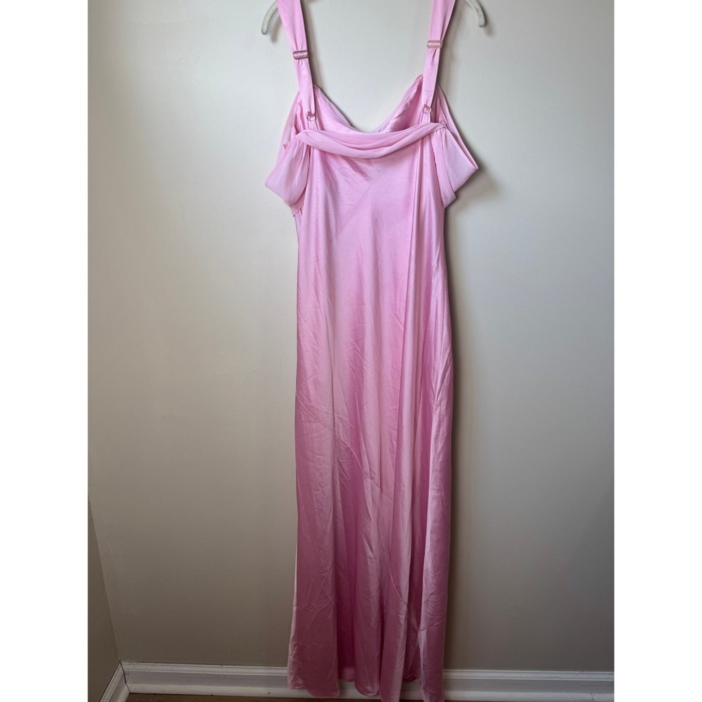 Show Me Your Mumu Rome Maxi Dress Pink Satin Cold Shoulder Bridesmaid Gown Large