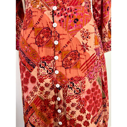 Free People Lennon Maxi Dress in Primrose Combo Size‎ XS Button Front Boho Party