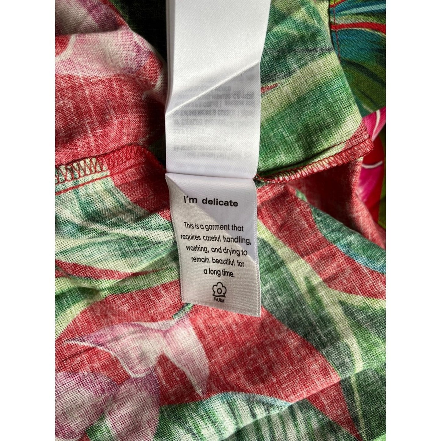 FARM Rio Tropical Maxi Dress Red Green Pink Floral Tie Back Spaghetti Strap