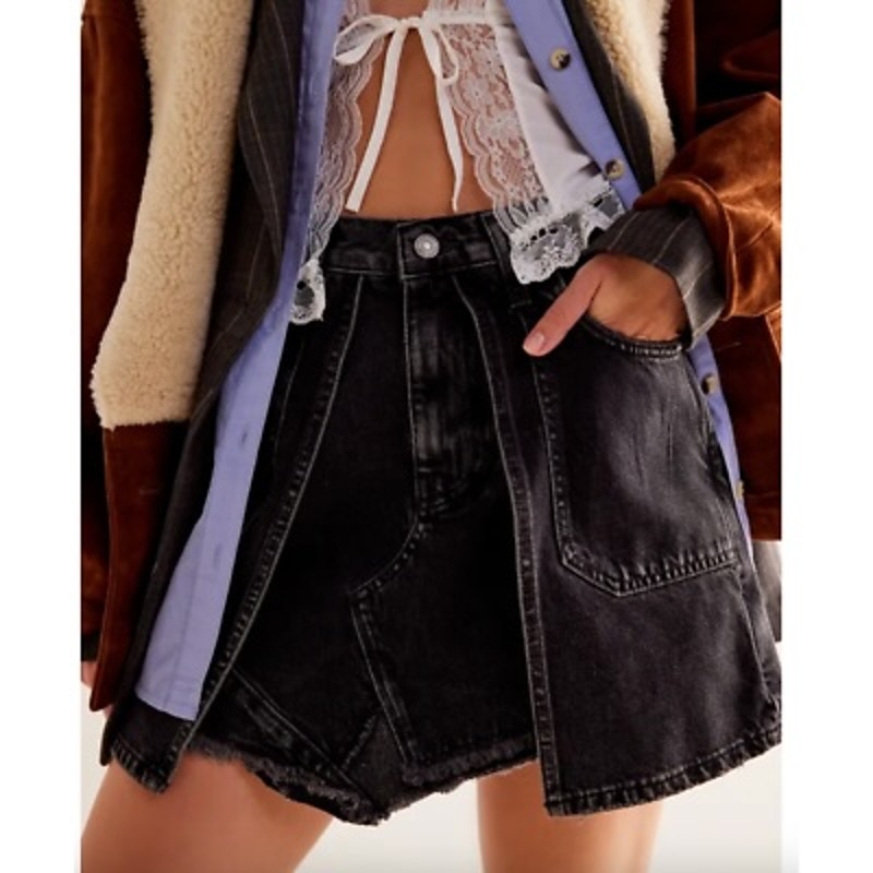 NEW Free People We The Free Bare With Me Denim Mini Skirt Size 30