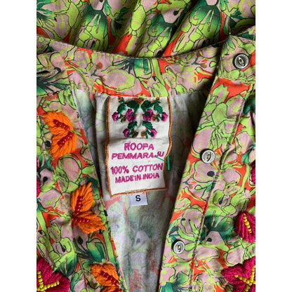 Anthropologie Roopa Pemmaraju Auretta Beaded Embroidered Mini Dress Small Cotton