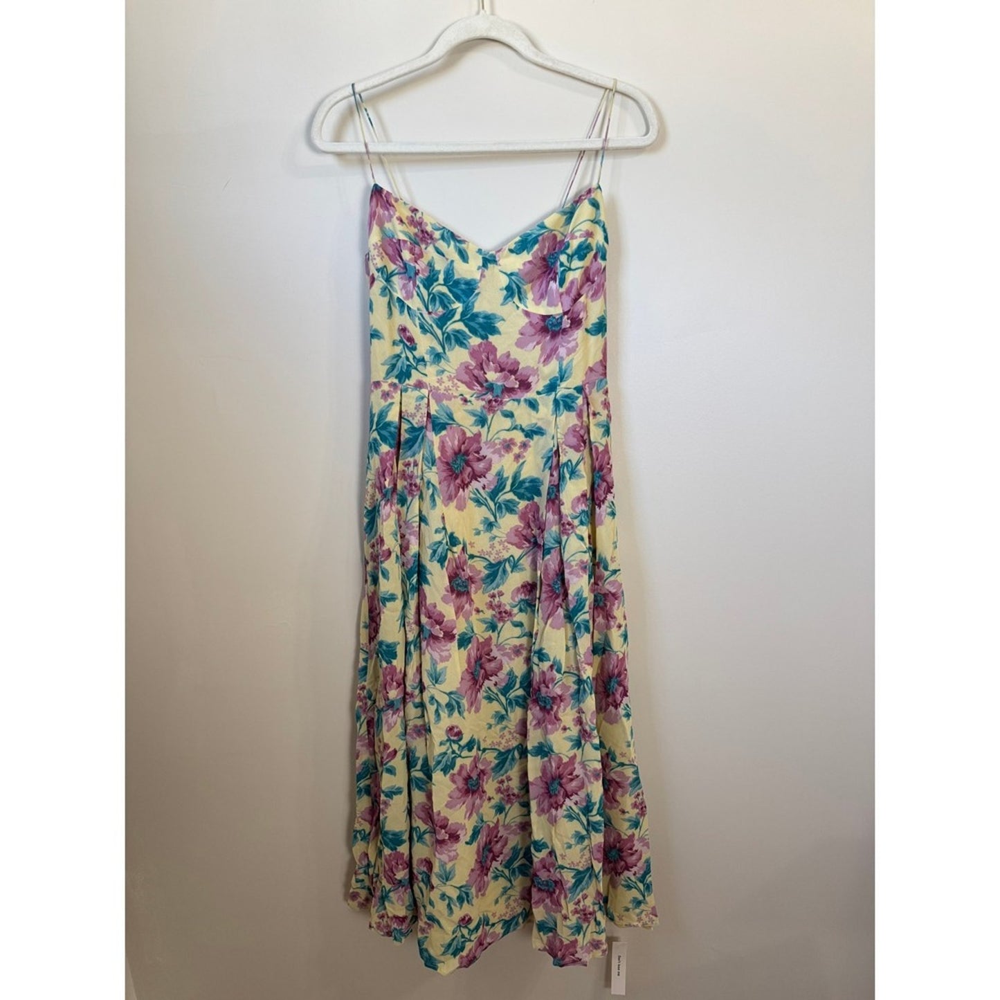 Reformation Jaelyn Floral Midi Dress Yellow Purple Smocked Back Size 10