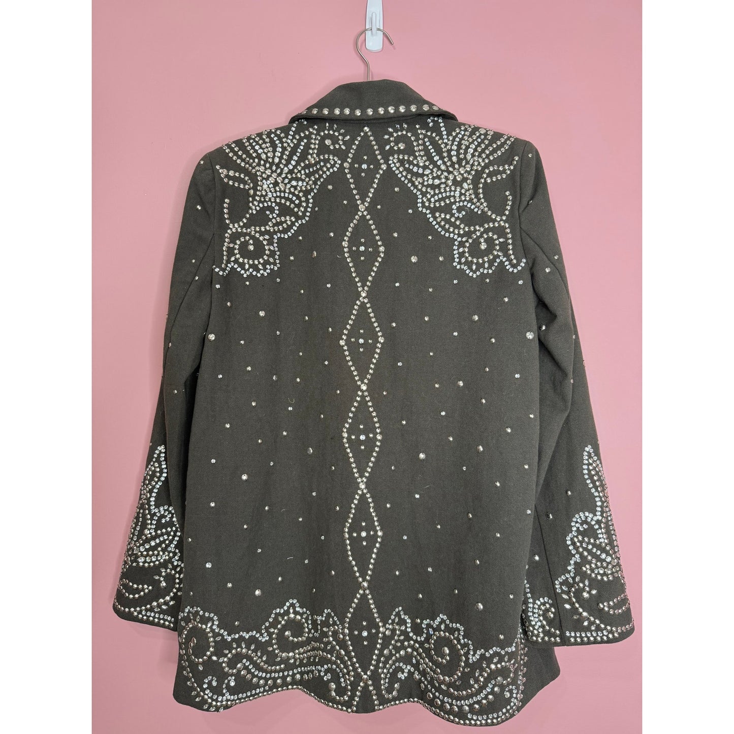 Free People Embellished Suit Set in Gray Size 4 Studded Relaxed Mid-Rise Pockets