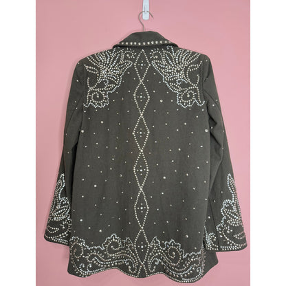 Free People Embellished Suit Set in Gray Size 4 Studded Relaxed Mid-Rise Pockets