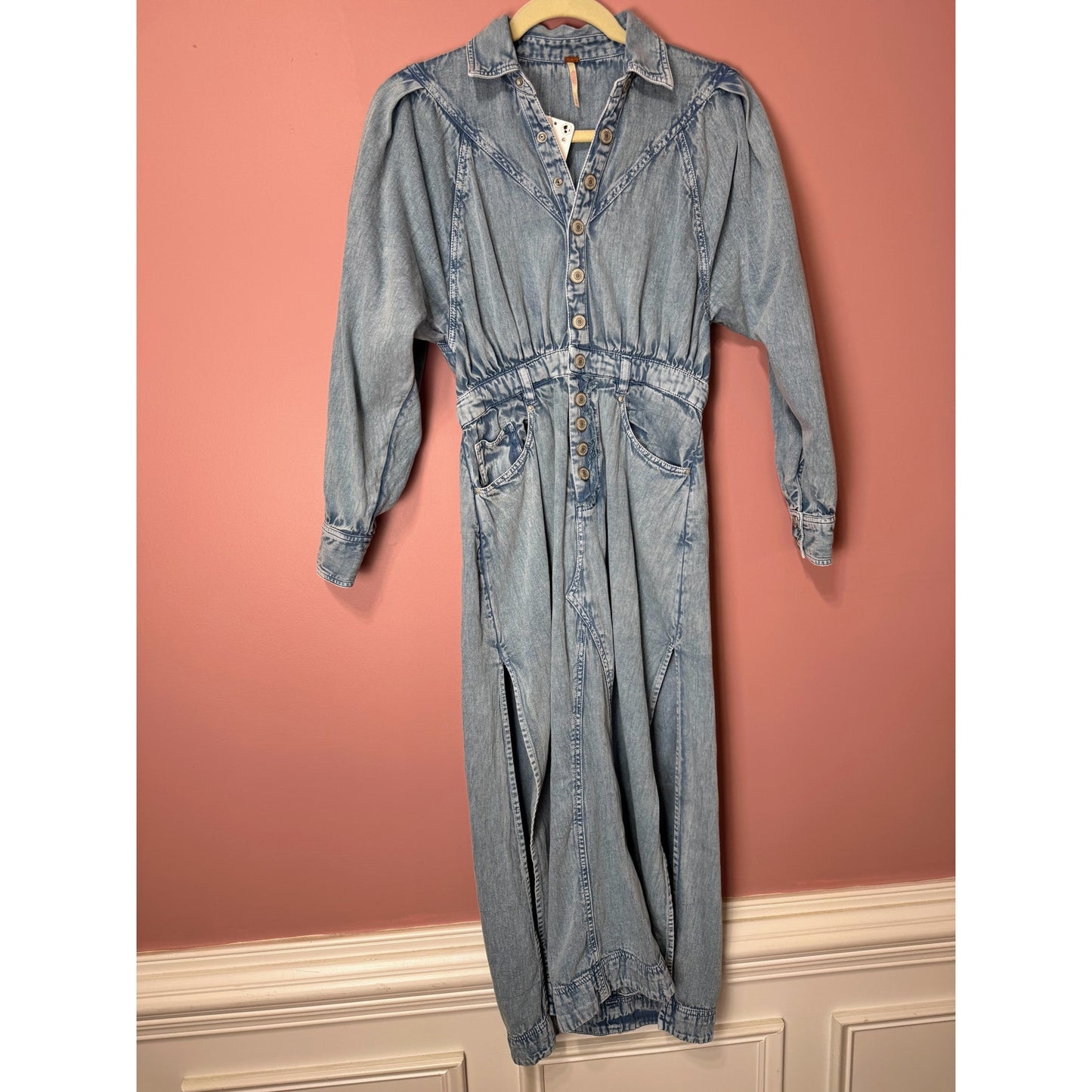 Free People Mad Love Denim Midi Dress Size XS