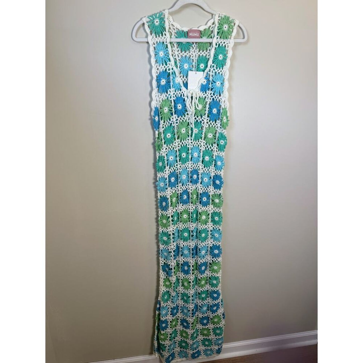 NEW NWT Show Me Your Mumu Vacay Crochet Coverup Maxi Blue Size‎ XXL