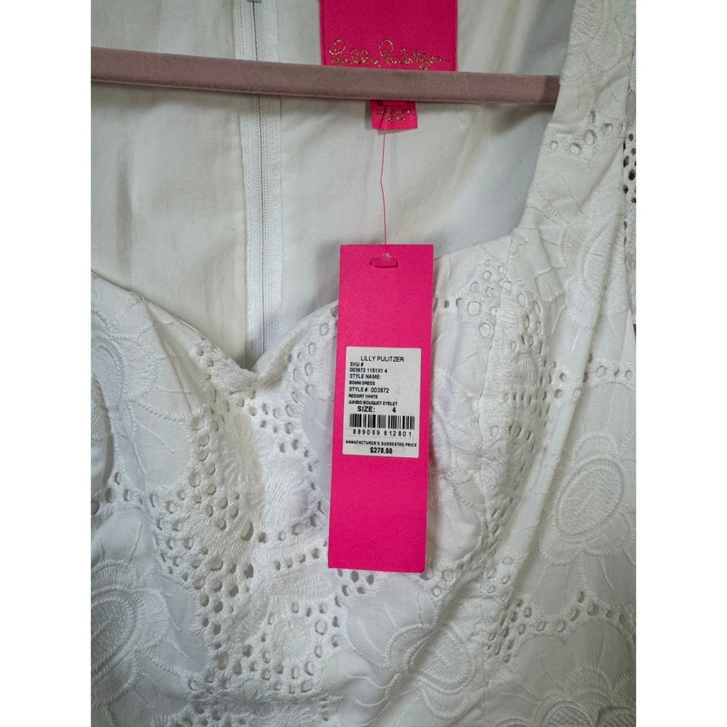 Lilly Pulitzer Bonni Dress Resort White Jumbo Bouquet Eyelet Lace Mini  4