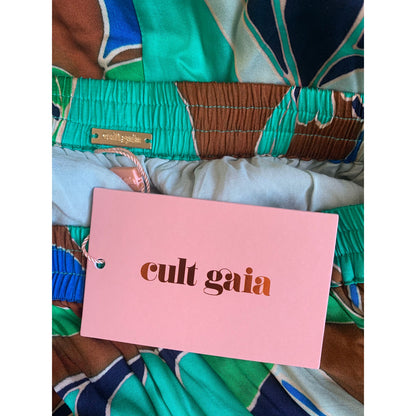 Cult Gaia Theia Dress in Botanic Aqua Silk Voile Sz XL Floral Sleeveless Cutout