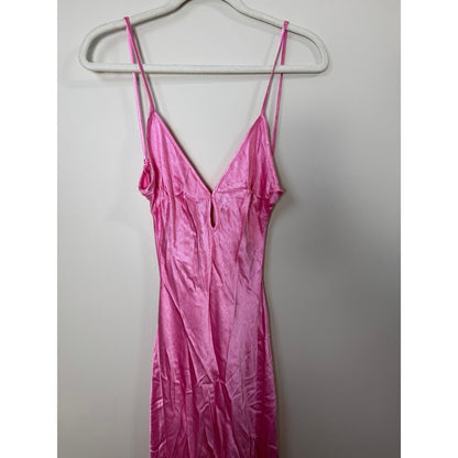 Bec + Bridge Pink Satin Maxi Dress V-Neck Open Back Formal Gown NEW