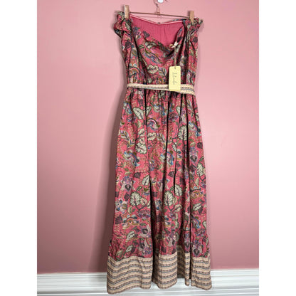 Anthropologie Let Me Be Boho Halter Maxi Dress in Brown Motif Size XL Floral