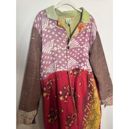JADED GYPSY Patchwork Kantha Quilted Duster Coat Kimono Boho Festival