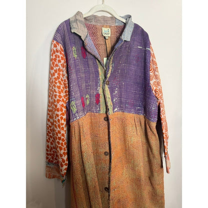 Jaded Gypsy Kantha Boho Patchwork Long Duster Coat Jacket One Size