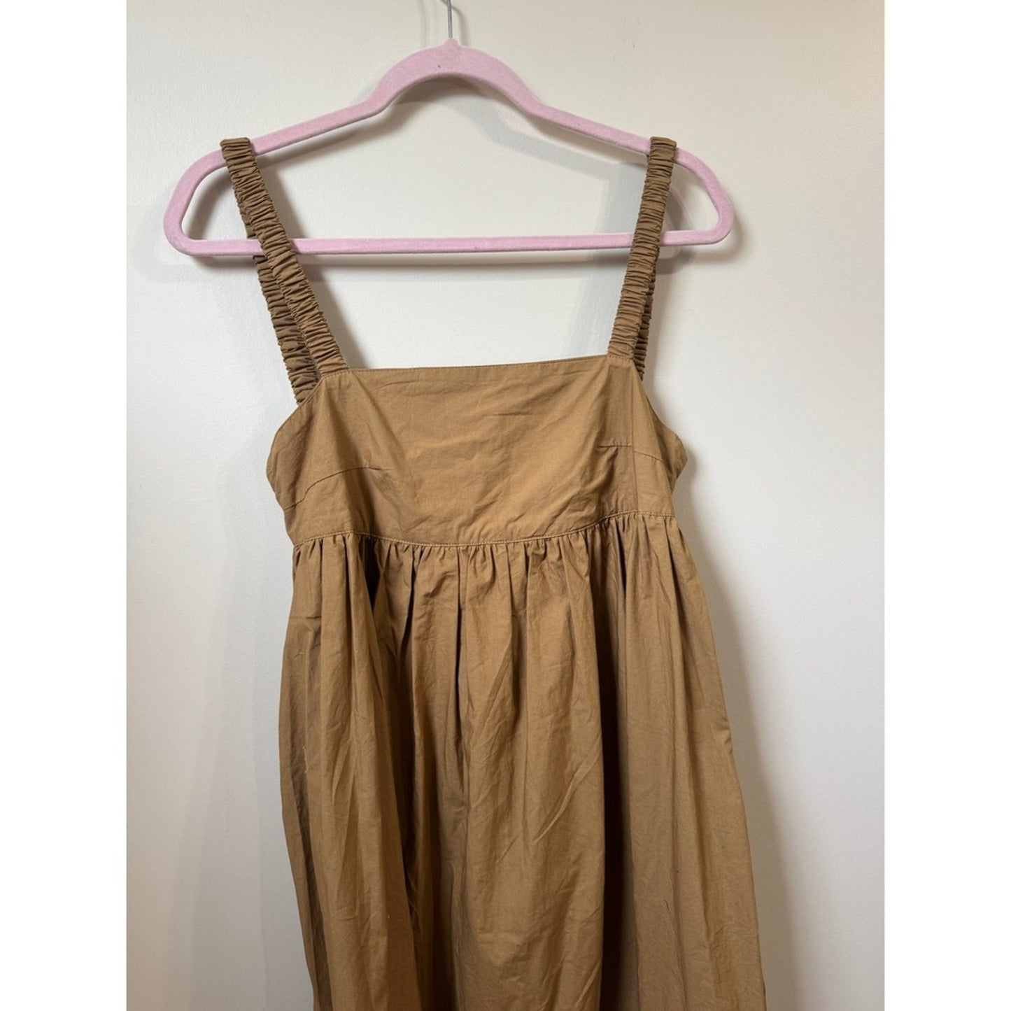 Mikoh Women Brown Sleeveless Gathered Empire Waist Maxi Dress Smocked Straps NEW