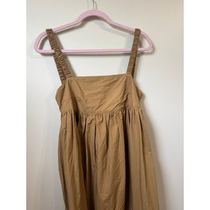 Mikoh Women Brown Sleeveless Gathered Empire Waist Maxi Dress Smocked Straps NEW