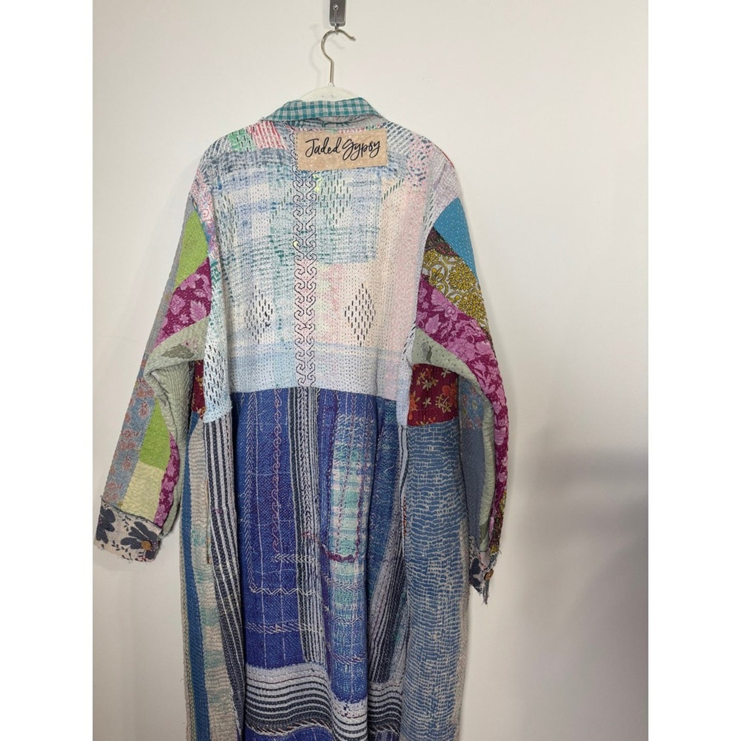 Jaded Gypsy Boho Patchwork Quilted Long Coat Jacket Kimono Multi Color Free Size