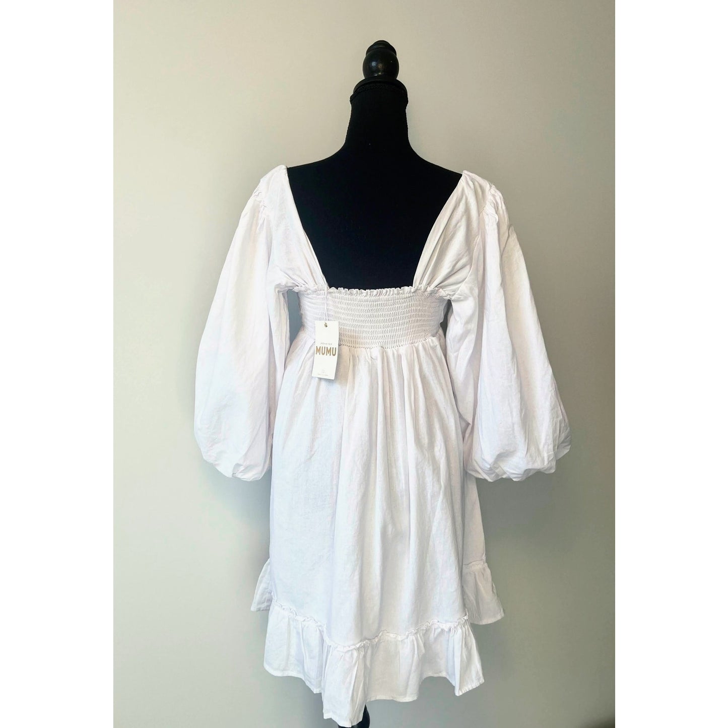 Show Me Your Mumu Mandi Mini Dress in White Small Pullover 3/4 Sleeves Cotton