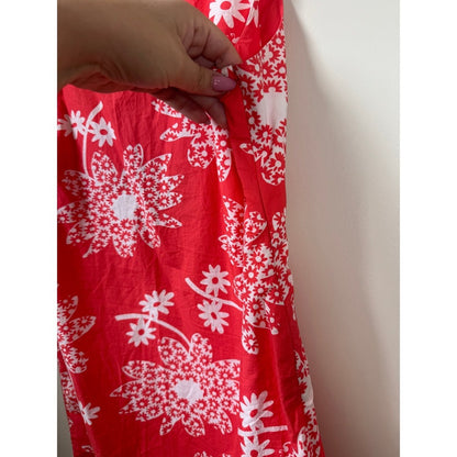 Ciao Lucia Red Floral Mini Dress Square Neck Open Back Smocked Summer Small