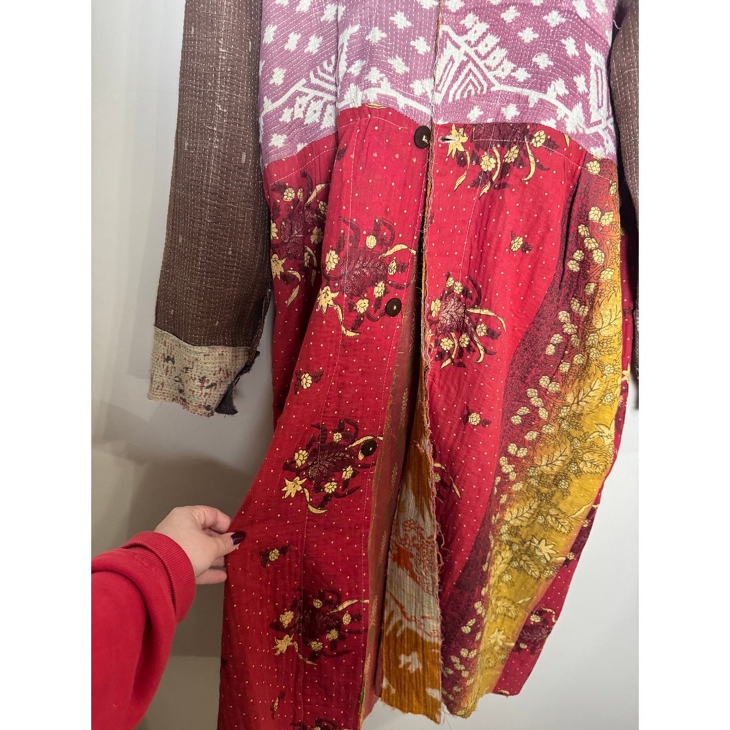 JADED GYPSY Patchwork Kantha Quilted Duster Coat Kimono Boho Festival